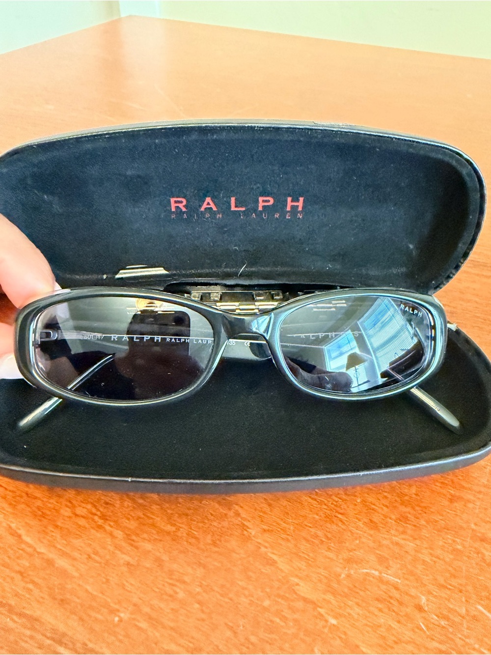 Ralph Lauren Black Oval Sunglasses with Black Case